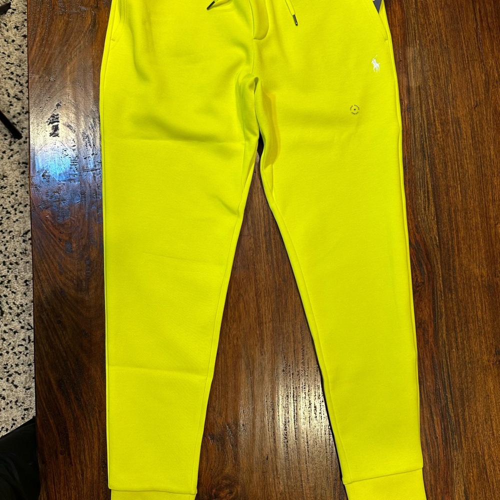NWT! Polo Ralph Lauren Men's Laser Yellow Double Knit Jogger Pants Size M - Picture 4 of 11